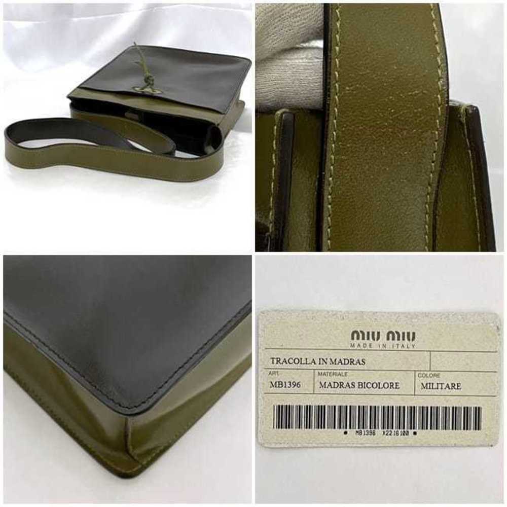 Miu Miu Khaki Black Bag Leather Green Shoulder Madras Shoulder Bag - Picture 4 of 9